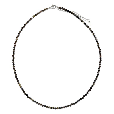3mm Obsidian Faceted Semi-Precious Stone Necklace